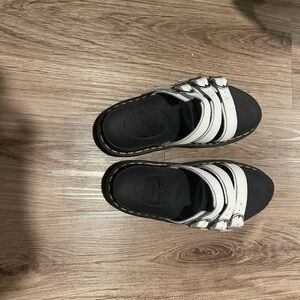 Dr. Martens Black and White Slip-On Sandals